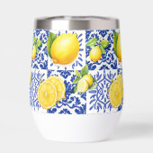 Blue White Lemon Tile Pattern Mediterranean Citrus (背面)