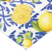 Blue White Lemon Tile Pattern Mediterranean Citrus テーブルクロス (アングル)