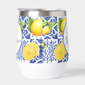Blue White Lemon Tile Pattern Name Monogram Citrus (右面)