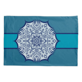 Blue & White Mandel With Creatures 枕カバー