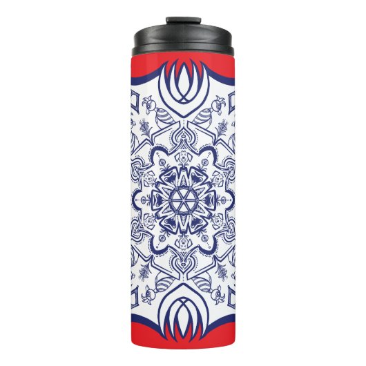 Blue & White Mandel With Creatures  Thermal Tumble タンブラー (正面)