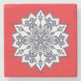 Blue & White mandela Sandstone Coaster ストーンコースター