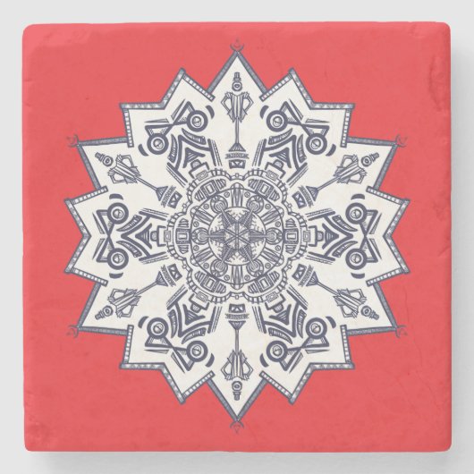 Blue & White mandela Sandstone Coaster ストーンコースター (正面)