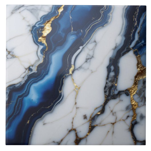 blue white marble texture gold texture pattern lux タイル (正面)
