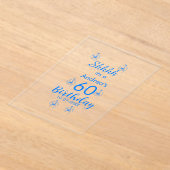 Blue white mauve shhhh 60th birthday floral name アクリル招待状 (レイダウン)