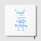 Blue white mauve shhhh 60th birthday floral name ゲストブック (裏面)