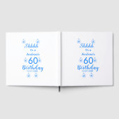 Blue white mauve shhhh 60th birthday floral name ゲストブック (全面)