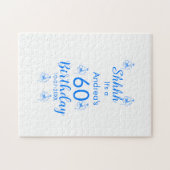 Blue white mauve shhhh 60th birthday floral name ジグソーパズル (横)