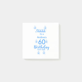 Blue white mauve shhhh 60th birthday floral name ポストイット