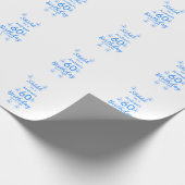 Blue white mauve shhhh 60th birthday floral name ラッピングペーパー (角)