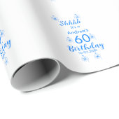 Blue white mauve shhhh 60th birthday floral name ラッピングペーパー (ロールコーナー)