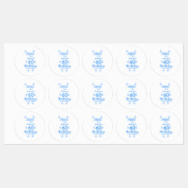 Blue white mauve shhhh 60th birthday floral name ラベル