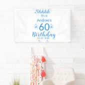 Blue white mauve shhhh 60th birthday floral name 横断幕 (インサイチュ)