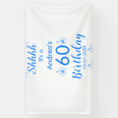 Blue white mauve shhhh 60th birthday floral name 横断幕 (縦)