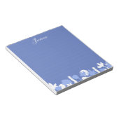 Blue White Minimal Floral Personalized Notepad ノートパッド (アングル)