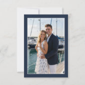 Blue White Minimal Nautical Anchor Coastal Photo セーブザデート (裏面)