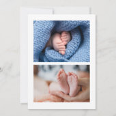 Blue White Minimalist Photo Baby Announcement Card 招待状 (裏面)