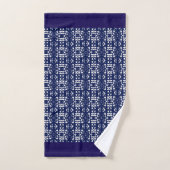 Blue & White Modern Abstract Pattern and Monogram バスタオルセット (ハンドタオル)