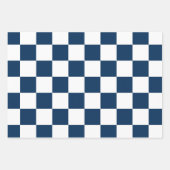 Blue White Modern Check  ラッピングペーパーシート (正面)