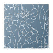 Blue White Modern Wildflower タイル (正面)