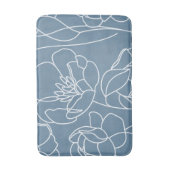 Blue White Modern Wildflower バスマット (正面縦)