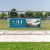 Blue & White Monogrammed Logo 1 Image Promotional 横断幕 (インサイチュ)