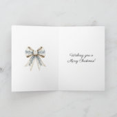 Blue White Nordic Cream Bow Christmas カード (内部)