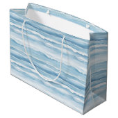 Blue White Ocean Waves Wedding ラージペーパーバッグ (裏面アングル)