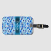 Blue White Peacock Feathers   ラゲッジタグ (正面横)