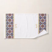 Blue White Persian Floral Personalised Wudhu Towel ハンドタオル (ハンドタオル)
