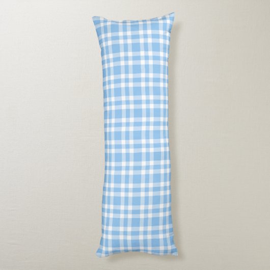 Blue White Plaid Pattern ボディピロー (裏面 (縦))