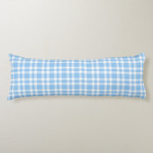 Blue White Plaid Pattern ボディピロー (正面)