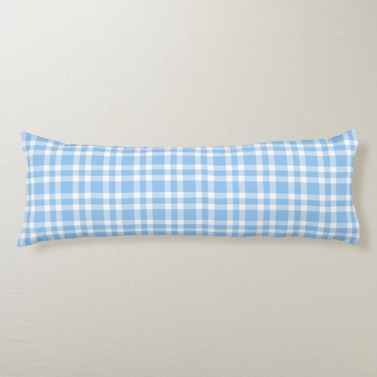 Blue White Plaid Pattern ボディピロー (正面)