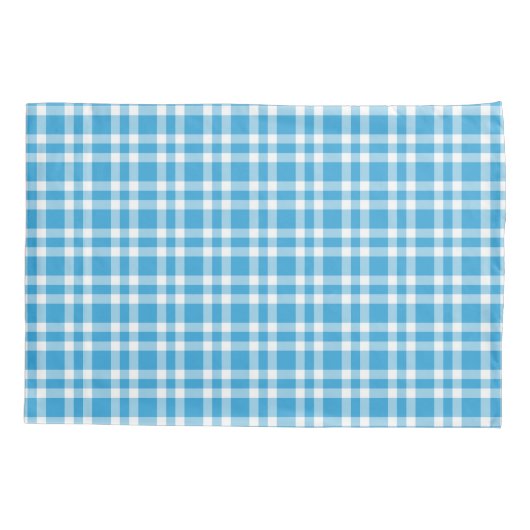 Blue White Plaid Pattern 枕カバー (裏面-左)