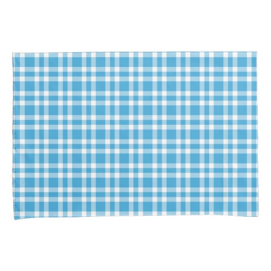 Blue White Plaid Pattern 枕カバー (正面右)