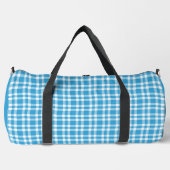 Blue White Plaid Pattern Large ダッフルバッグ (正面)