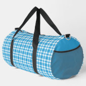 Blue White Plaid Pattern Large ダッフルバッグ (右コーナー)