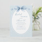 Blue White Polkadots Ribbon Bridal Shower 招待状 (スタンド正面)