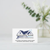 Blue White Pressure Washer House Cleaning 名刺 (スタンド正面)
