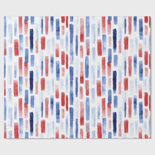 Blue, White Red Coastal Stripes ラッピングペーパー (フラット)