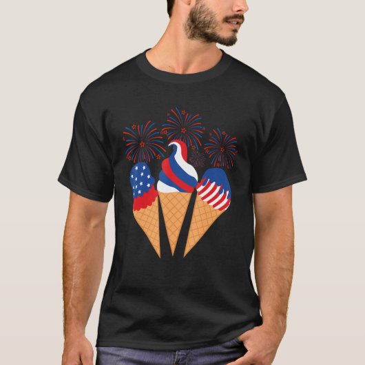 Blue White Red Ice Cream Cone US Flag Patriotic 4t Tシャツ (正面)