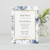 Blue White Romantic Floral Bridal Shower   招待状 (スタンド正面)