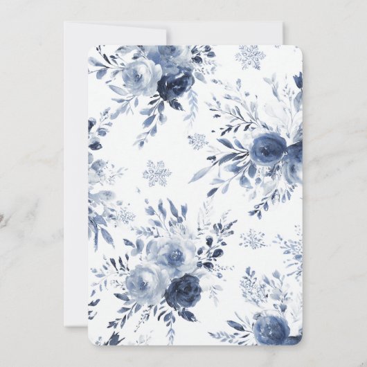 Blue White Romantic Floral Bridal Shower   招待状 (裏面)