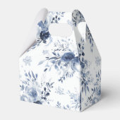 Blue White Romantic Floral Bridal Shower Wedding フェイバーボックス (正面サイド)