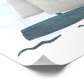 Blue White Sailboat Nautical Ocean Theme ポスター (角)