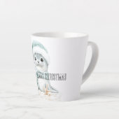 Blue White Santa Hat Scarf Seal Christmas カフェラテマグ (右アングル)