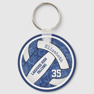 blue white school colors girls' volleyball キーホルダー