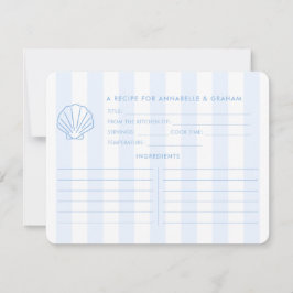 Blue White Shell Beachy Bridal Shower Recipe Card 招待状