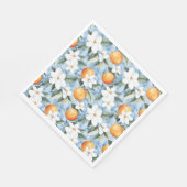 Blue White Sicilian Summer Floral Oranges Wedding スタンダードランチョンナプキン (角)