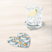 Blue White Sicilian Summer Floral Oranges Wedding ペーパーコースター (インサイチュ)